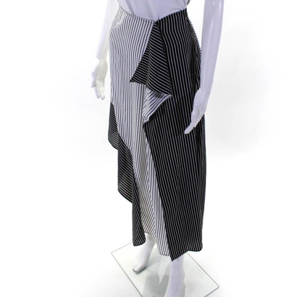 New Robert Rodriguez asymmetric stripe crepe contrast panel high rise midi skirt - Picture 6 of 14